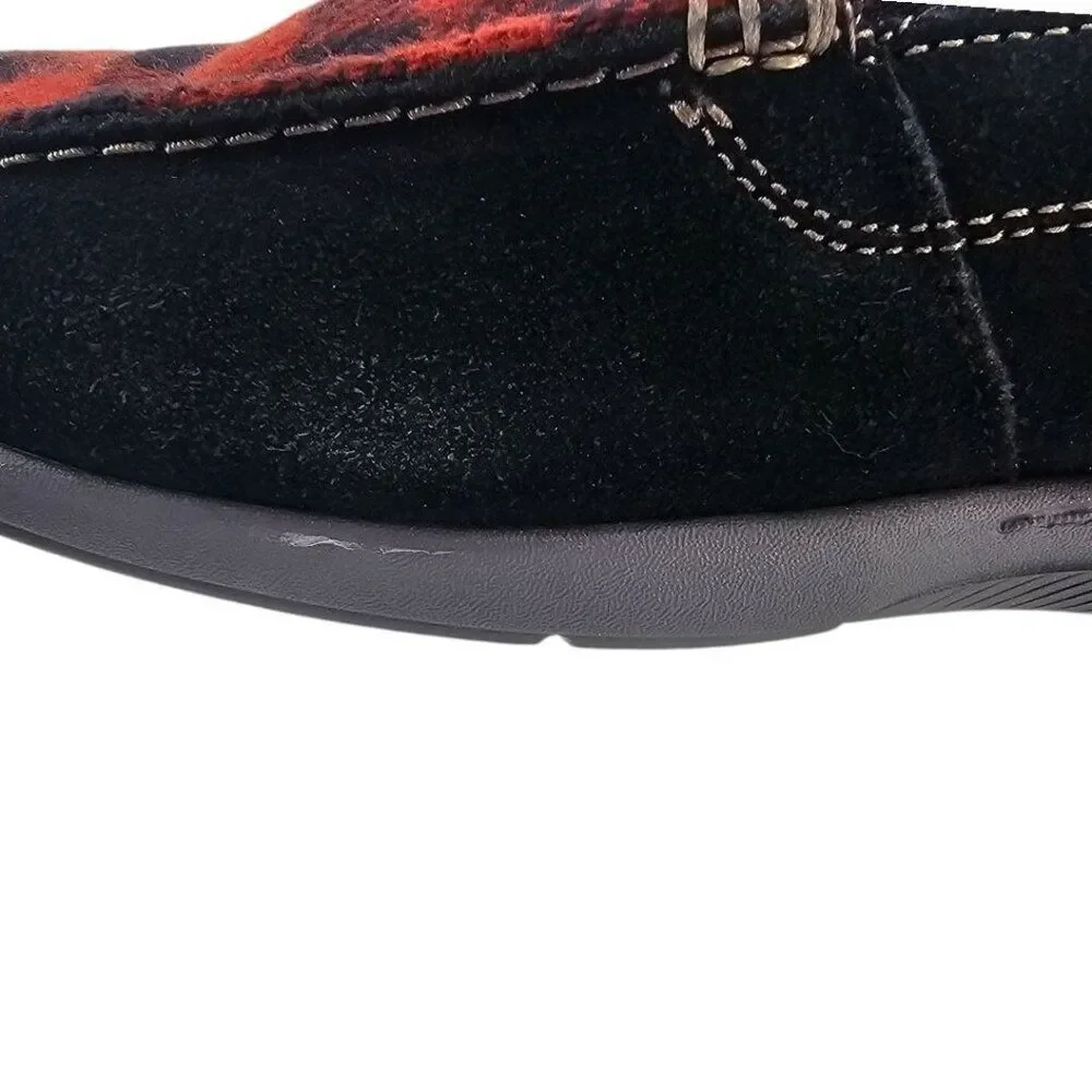 Clarks Mens 9.5 Gorwin Step Sneakers in Black Suede Buffalo Plaid NWOT